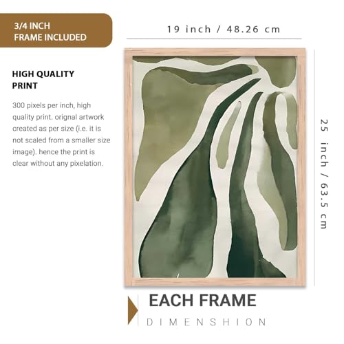 Image of kotart Boho Floral Art Home Decoration Painting | Floral Aesthetic Paintings With Frame For Living Room Bed Room Hotel Wall Decor Digital Reprint Set of 3 (19X25 inch)