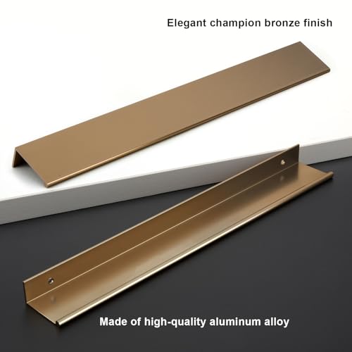 Image of Rergy 4 Pack 10 inch Cabinet Pulls Champagne Bronze Finger Pulls for Cabinets
