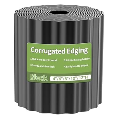 Corrugated Metal Garden Edging, 6"×20Ft Landscape Edging Border for Garden, Flower Bed, Lawn and Landscape Edging (Black)