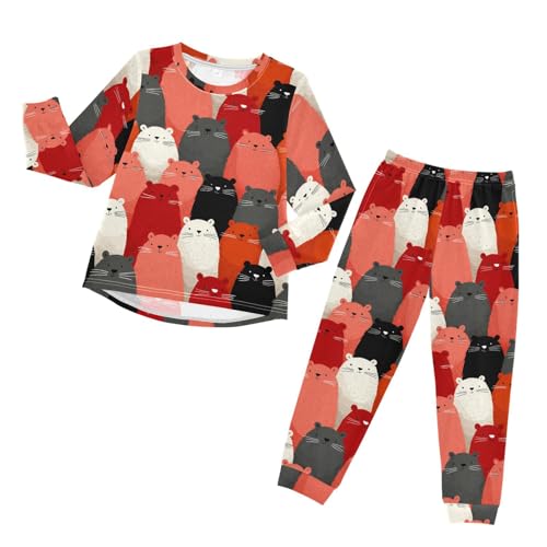 Colorful Hamster Pattern Print Soft Pajama Set for All Seasons,Breathable Pjs Long Sleeve Sleepwear,Comfy Loungewear 2 Piece Underwear Set 3T
