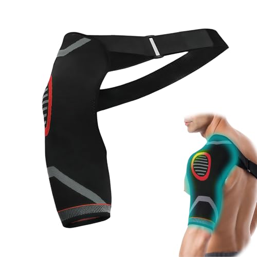 LUMOOM Bandolera para hombre y mujer, soporte de hombro ajustable con almohadilla de presión, apoyo eficaz para el hombro para deportes y dolor para izquierda y derecha (rojo)