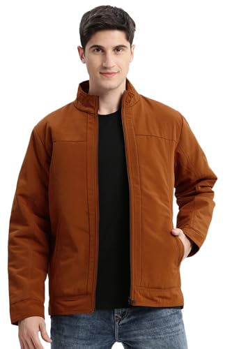 Image of SHOWOFFFF Men Solid Bomber Jacket | Mock Collar Full Sleeves Nylon Jacket for Mens | Slim Fit Regular Length Jacket for Men's