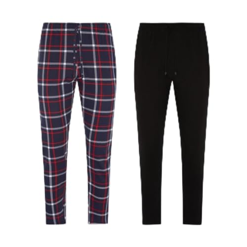 FM London 2er-Pack Pyjama für Herren - Leichte Herren-Pyjamahose,...