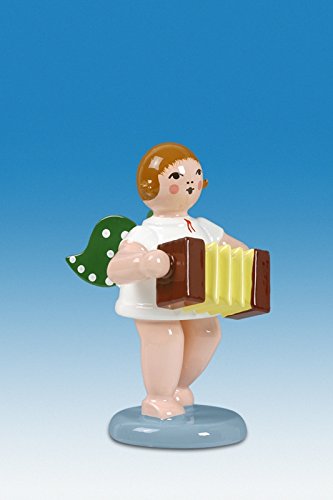 Ange musicien avec harmonica figurine de Noël artisanale en bois
