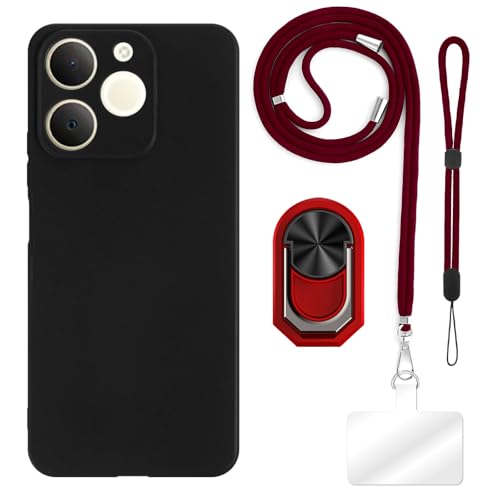 ESACMOT [4 in 1] �P�[�X OPPO Realme Note 70T 4G �Ƃ̌݊�������A�X�g���b�v�A���X�g�o���h�A�����O�t���A�ϏՌ��ی�J�o�[���s�p�Z�b�g (���b�h�Z�b�g)