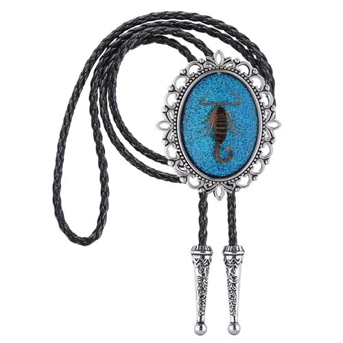 Image of Jeilwiy Bolo Tie for Men Real Stone Westwern Cowboy Ties Silver Bolos Women Leather Necktie Gift for Birthday Christmas