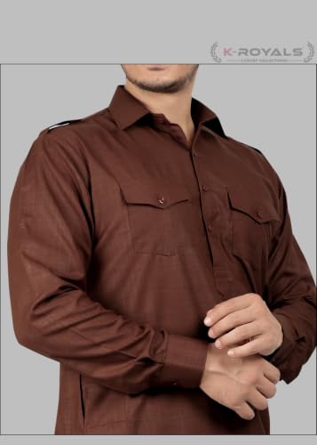 Image of K-ROYALS Full Pathani Suit for Mens /Cotton Blend Pathani kurta payjama set for mens