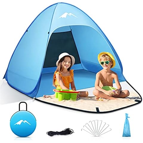 PUREBOX Strandmuschel Pop Up Strandzelt für S (1-3) Personen/L (2-4) Personen mit Doppelte Reißverschlusstüren,UV-Schutz,Tragbar Extra Light Strandzelt,für Garten,Grillparty,Wanderausflug Cover