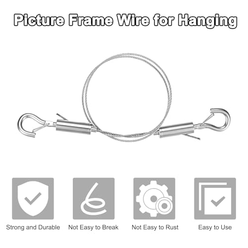 Image of M METERXITY 2-Pack Adjustable Picture Hanging Wire Kit, 0.5mx1.5mm Mirror Hanging Wire, Holds Up to 132lbs(60kg) 1.6FT Picture Frame Wire for Billboards /Basket /Flowerpot