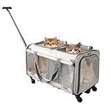 【Transportín Grande para 2 Gatos】el transportador para mascotas cuenta con 2 compartimentos separados para 2 mascotas pequeñas, quitando el divisor se convierte en un compartimento grande para perros de tamaño mediano, perfecto para personas con varias mascotas pequeñas. Peso de mascota recomendado: 8kg+8kg.