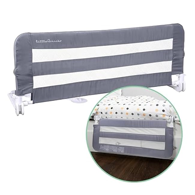 Fold Down Sydney Toddler Bed Rail Guard - Extra Long 43.25in - Fits Twin, Full and Queen Size Mattress with Anchor Safety System