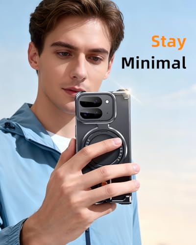 Coque Google Pixel 10 Pro Fold bumper aluminium OATSBASF avec béquille 360 noire