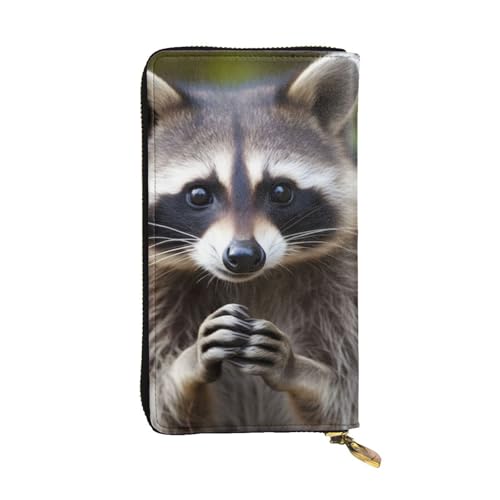 Cute Raccoon Wallet for Men Women Long Purse Leather Clutch Large Business Handbag Travel Phone Holder Credit Card Holder Money Case with Zipper Leather Wallets Gift