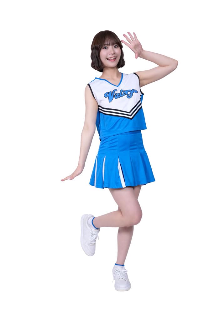 チア　ウェア ユニフォーム　セット　ブルー✖️ホワイト　サイズM Amazon.co.jp: A&Tcollection チアガール ユニフォーム コスプレ