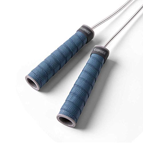 Cuerda de salto ajustable Saltar la velocidad Cuerdas de salto ponderadas con cojinetes de cable de bloque de peso Mango antideslizante de entrenamiento físico(Blu)