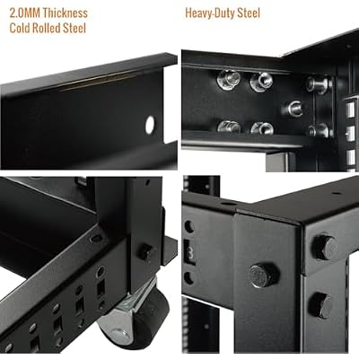Tecmojo 42U Open Frame Server Rack,4-Post Adjustable Depth Rolling Network Rack for Computer/Data/AV/IT/Servers,Mobile Type