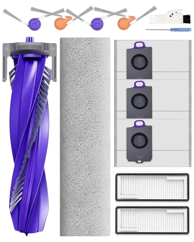 Image of 12 Pcs Accessories Kit for Narwal Flow Robot Vacuum Cleaner: 1 Main Brushes, 2+2 Side Brushes, 2 HEPA Filters, 3 Dust Bags, 1 Track Mop Pad, 1 Cleaning Brush