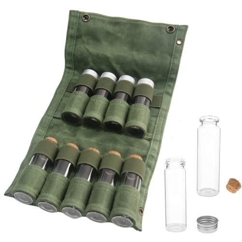 SPINNDO Camping Spice Kit Travel Spice Holder Hiking Spices Set bushcraft Spice kit for Outdoor Camping BBQ - Green