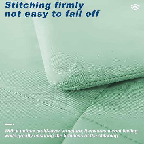 Cooling Comforter Twin Size, Double-Sided Cold Tech Fabric Quilted Bed Comforters Cooling Blanket for Hot Sleepers, Breathable Lightweight Summer Bedding, All-Season Ice Blanket, Sage Green