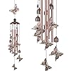 COTTNY Vlinder windgong met S-haak voor buiten, tuin, hangend, metaal, messing, diepe toon, monument, sympathie…
