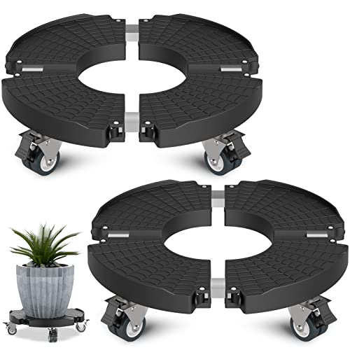 Goovilla Plant Stand with Wheels 440LBS Load,2Pack, Adjustable 15-22",Black