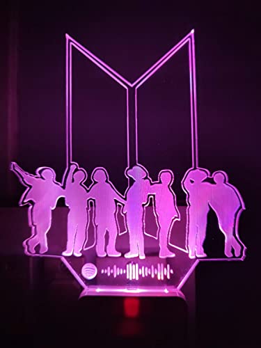 Image of 3D Optical Illusion BTSs1 Acrylic Night Lamp, 7 Colors RGB Auto Color Changing Led Plug and Play Night Light Lamp (Acrylic, Multi Color, Pack of 1) (BTSs1)