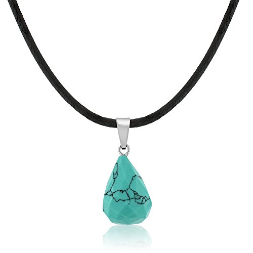 Gem Stone King Gorgeous Faceted Simulated Turquoise Pendant With Matching Simulated Turquoise Earrings Jewelry Set - Image 3