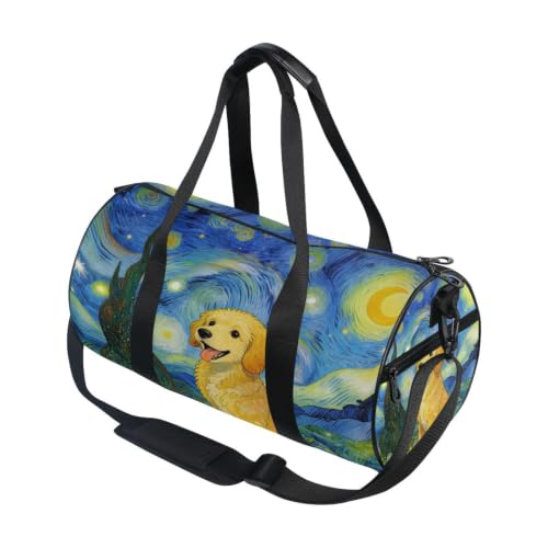 Bolsa de gimnasio unisex de forma redonda con estampado original y compartimento