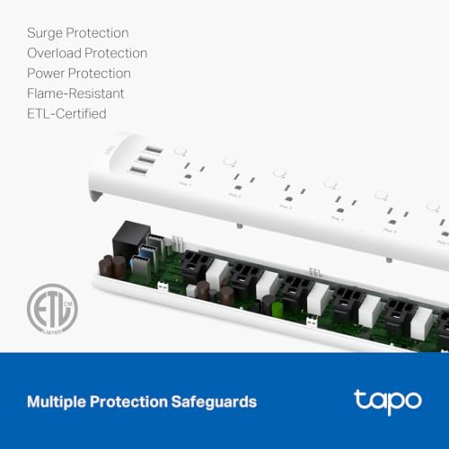 Tapo Smart Wi-Fi Power Strip - Matter Compatible, Energy Monitoring, Surge Protection, 6 Individually Controlled Outlets & 3 USB Ports, Works with Alexa, Google Assistant, Siri & Bixby - Tapo P316M - Image 8