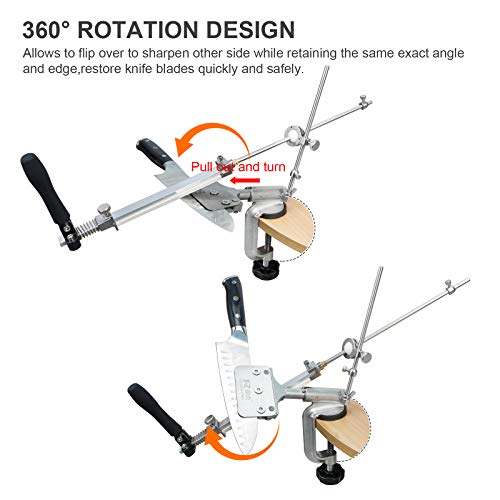Knife Sharpener Professional Stainless Steel Kitchen Chef Knife Sharpener Home Knife Sharpening Kit Abrasive Holding System Tools With 10 Whetstones