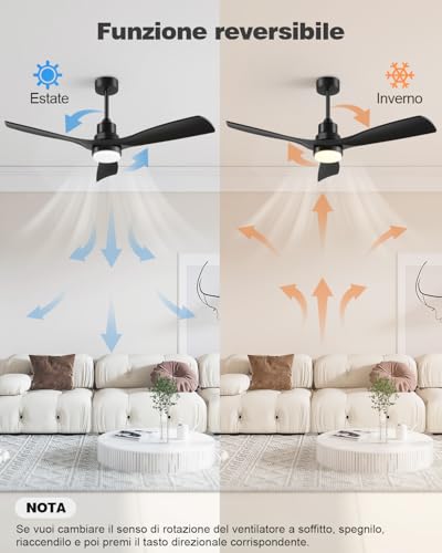 Forrovenco Ceiling Fan with Lights and Remote, 52 Inch Black Ceiling Fans with 3 Downrods, 3 Blades, Timer, 6 Speed Modern Fan Quiet Reversible DC Motor for Patio Bedroom Outdoor/Indoor - Image 5