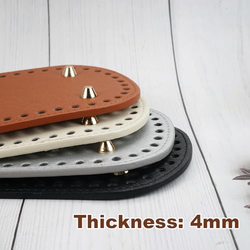 4 Stück Stricken Häkeln Pu Taschenboden, 4 Farbe Oval Boden für Taschen zum Häkeln, Häkeltasche Taschenbode Häkeln mit Löchern Lederboden für Taschen Häkeln , Handtasche Schultertasche Diy Zubehör