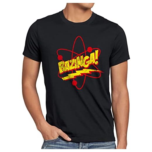 CottonCloud Sheldon átomo Camiseta para Hombre T-Shirt, Talla:L, Color:Negro