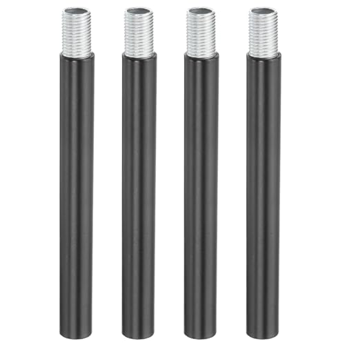Image of PATIKIL Threaded Extension Rod, 4 Sets 4 inch M10 x 1mm Fine Thread Lamp Pipe with Lamp Pipe Nipples for Pendant Light Island Lighting Chandeliers Stems, Black
