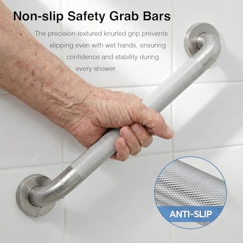 Barres d'appui de douche 61 cm main courante wc inox antidérapant - 3