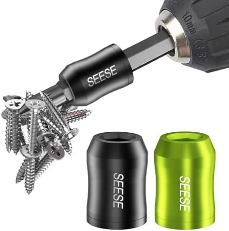 SEESE 2 Pcs Strong Magnetic Screw Ring, 1/4 Inch/ 6.35 mm Universal Magnetic Screw Ring Bit for Hex Screwdriver and Power Bits