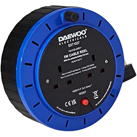 DAEWOO EXT1037 2 way cassette reel with 5 m cable approx, Green/blue(assorted color) Cover