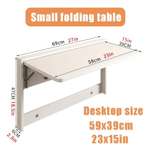 Bureau mural flottant design blanc laqué structure rabattable compacte 59x39cm