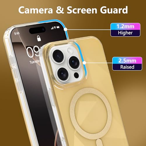 Image of Magnetic Case for iPhone 16 Pro Max [Compatible with Magsafe] [Anti-Yellowing] [1 Screen Protector] Shockproof Slim Iridescent Sparkly Case for iPhone 16 Pro Max 6.9 inch 2024, Gold