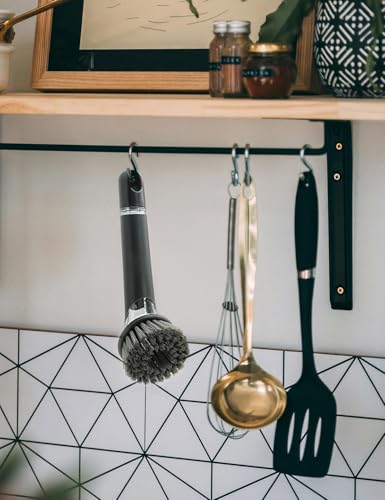 Image of Kitchen Cleaning Brush with Soap Dispenser Handle - Multifunctional Brush Head Replacemen for Pans, Pots, Kitchen Sink, 4 in 1 Household Cleaning Tool for Home and Apartment Must Haves