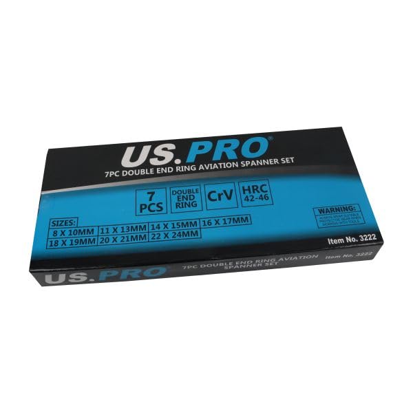 USAG 256 N/SE7 7-teiliger Doppelringschlüssel-Satz – Für Profis, Größen 8-27 Mm