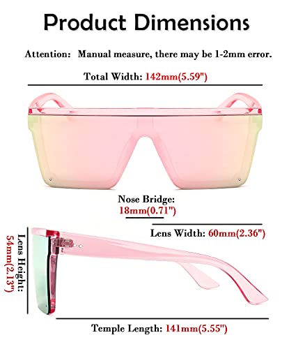 Image of FEISEDY Oversized Square Trendy Sunglasses Womens Mens Futuristic Flat Top Visor Shades UV400 B2470