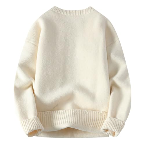 Men's Round Neck Pullover Sweaters Long Sleeve Casual Solid Color Slim Chunky Knit Sweater 2025 Fall Winter Jumper