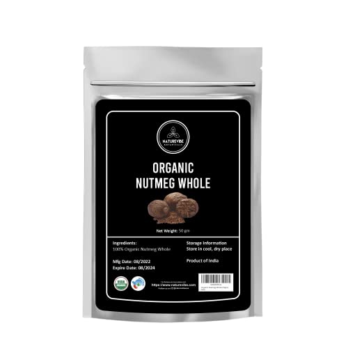 Naturevibe Botanicals Nutmeg Whole 1.76oz (50gm) | Non-GMO and Gluten Free | Indian Spice | Adds Aroma and Flavor