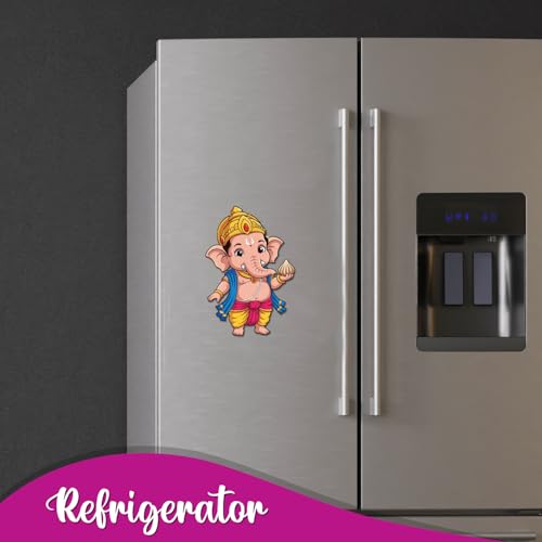 Image of Bhai Please Ganesh with Modak Fridge Magnet | Ganesha Fridge Magnet | God Magnet | Ganpati Magnetic Decor | Devotional Gift | Housewarming Pooja Gift | Hindu God Decor Gift