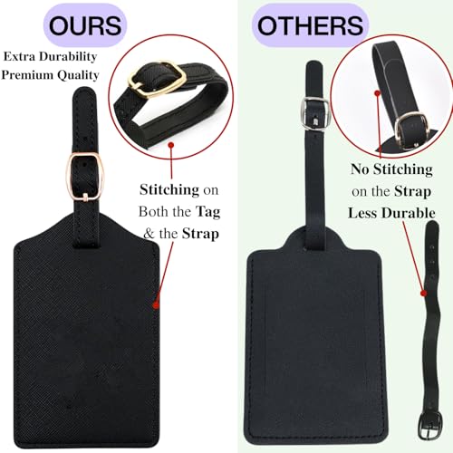 Image of Luggage Tag PU Leather for Suitcase Baggage Handbag Travel Bag Label Suitcase Tag Label Tag w. Name Card & Privacy Cover (H)