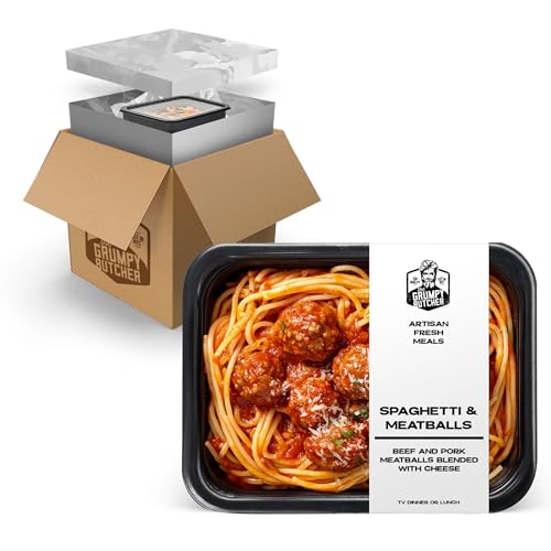 Grumpy Butcher Chef-Crafted Gourmet Meals - Spaghetti & Meatballs in Marinara Sauce, 4-pack (15 oz each...