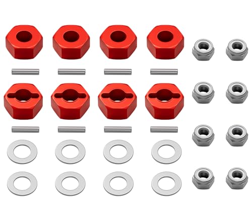 OGRC Anodized Aluminum Hex Wheel Hubs 12mm Upgrade and M4 Flanged Lock Nuts Washers Set for Traxxas Slash 4X4 Stampede Rustler Rally VXL and Nitro...