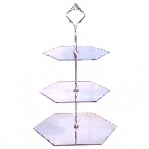 Amazon | 3階層シルバー六角ミラーケーキstand- Large &シルバー