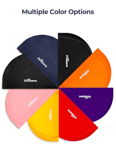Firesara Fabric Swim Cap, High Elasticity Swimming Cap Keeps Hair Clean Breathable Fit Both Long Hair Short Hair, Swim Caps Woman Girls Men Kids One Size Hat